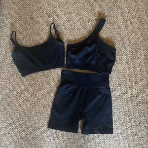 3 Piece Ribbed Seamless Workout Outfit